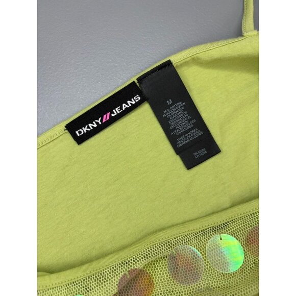 Vintage DKNY women's medium green sequin Y2K 90's cami tank top deadstock NWT - Picture 6 of 6